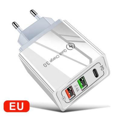 China Fast Charger PD+QC3.0 5V/3A Quick Charger Phone Adapter PD+Dual USB Quick Charger EU/USA Plug For iPhone Samsung Huawei for sale