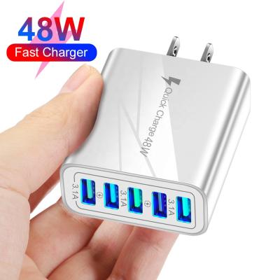 China 5 USB Charger CE FCC Certified Universal 3.1A 48W 5-Port USB Wall Charger Socket USB Power Adapter for sale