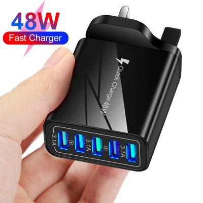 China 5 USB Charger 48W Wall Charger Mobile Phone Charger Adapter 5 Ports USB Fast Charger For Iphone Samsung Xiaomi Tablet for sale