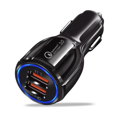 China Cell Phone 6A Fast Car Charger QC 3.0 2-USB Ports Car Charge QC3.0 Dual USB 3.1A Fast In-Car Charger For All Cell Phones for sale