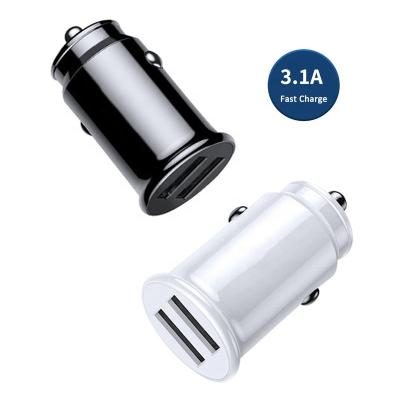 China Mini Car Charger Manufacturer Wholesale 2-USB 5V/3.1A Dual Port Mini Car Charger Smart 3.1A USB Adapter for sale