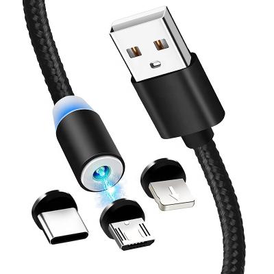 China Magnetic Charging 3-in-1 Cable Auto Fast Charging USB Magnetic Connected Cable For iPhone Android Type-C 1M With Box for sale