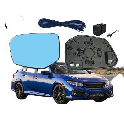 China Wide View 1 Pair Side Mirror Blue Glass Lens For HONDA CIVIC 2016 2017 2018 2019 2020 FC1 FC7 Wide Angle View Anti-glare for sale