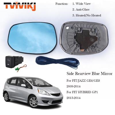 China Wide View 1 Pair Side Mirror Blue Glass Lens For HONDA FIT Jazz 2009-2013 Wide View Door Mirror Wing Anti-Glare Car Mirrors for sale