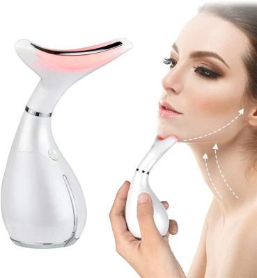 China Dark Circles LED Photon Therapy Sonic Vibration Anti-Wrinkle Neck Massager for Skin Tightening Reduce Double Chin Slim Neck Lifting Massager for sale