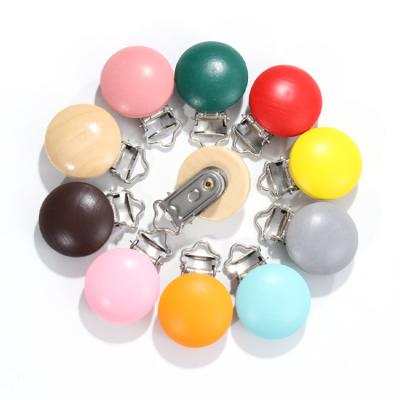 China Baby DIY Tooth BPA Glue Accessories 30mm Round Free Hole Color Three Hole/no Round Wooden Pacifier Clip Anti-Drop Chain for sale