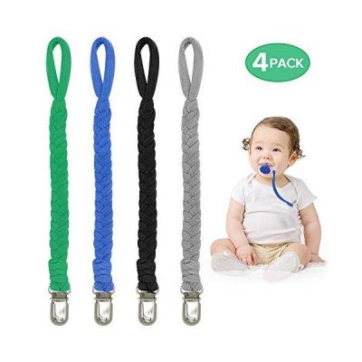 China BPA Free Pacifier Clip For Baby Boys Pacifier Holder Metal Clips Pacifier Clips Braided Handmade for sale