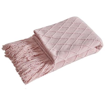 China Custom Lightweight 100% Acrylic Home Baby Blanket Sofa Throw Bed Blankets Knitted Anti-pull Wrap Blanket for sale