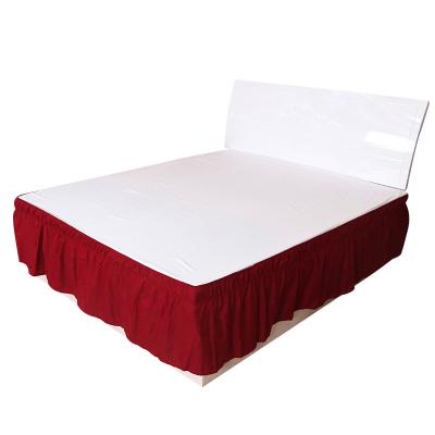 China 100 Home Decorative Polyester Hotel Bed Skirt Five Star Fitted Plain King Queen Queen Fabric for sale