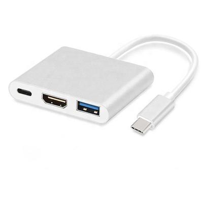 China USB3.0 5Gbps Promotion Data Transfer Aluminum Alloy High Speed ​​Adapter C Adapt 3-In-1 Port Usbc Usb 3 In 1 Hub for sale