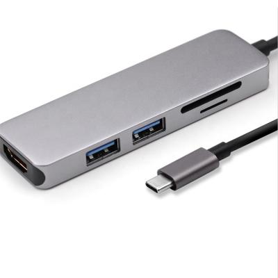 China USB3.0 5Gbps New Product High Speed ​​Dock Type Fit Aluminum Into 1 Type-C 4K Adapters 5 Adapters Left Usb C Hub for sale