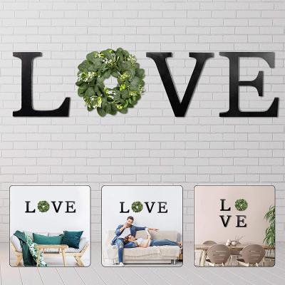 China China LOVE Sign Wooden Letters for Wall Decoration with Eucalyptus Garland Wall Decoration Living Room Bedroom Fireplace Modern Home En for sale