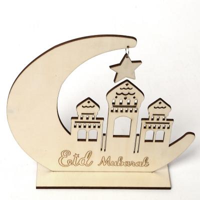 China Creative Wooden Moon Gurbang Eid DIY China Decorations Home Decoration Crafts Decorations for sale