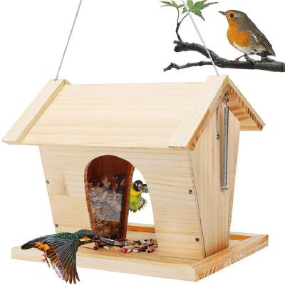 China Large Size Hanging Wooden Bird Feeder Outdoor Wild Bird Feeder China Aviary Feeder Post for sale