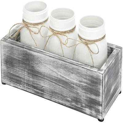 China Wooden Storage Box Stocked Retro Gray Storage Box Nesting Flower Pot Wholesale for sale