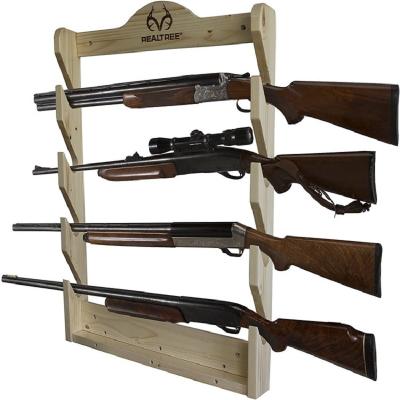 China Customizable Wooden Gun Display Rack Display Storage Wall Rack 4 Layer Stocked Wooden Rack for sale