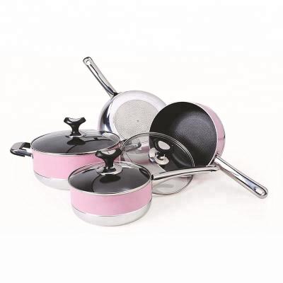 China Sustainable Aluminum Ceramic Nonstick Cooking Pot Cookware Set for sale