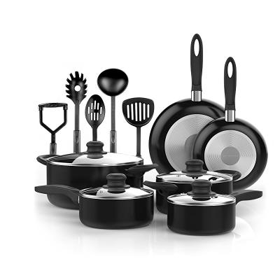 China Sustainable Cookware Sets 15piece Nonstick Kitchen Cookware Set Cooking Pot Cookware Set for sale