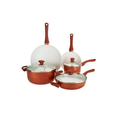 China Durable forged aluminum ceramic coating pan cookware set for sale