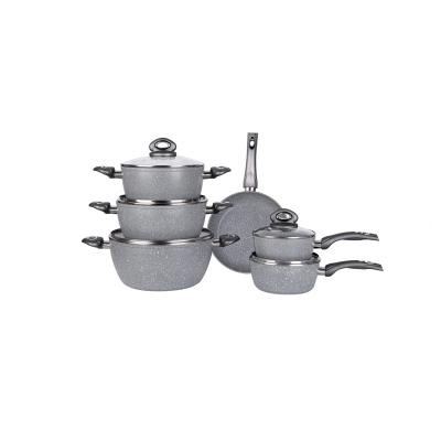 China Sustainable marble stone cladding forged aluminum cookware set for sale