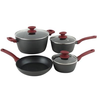 China Viable Kitchenware Wholesale Forged Aluminum Cookware 7pcs Set Pots And Pans Set for sale