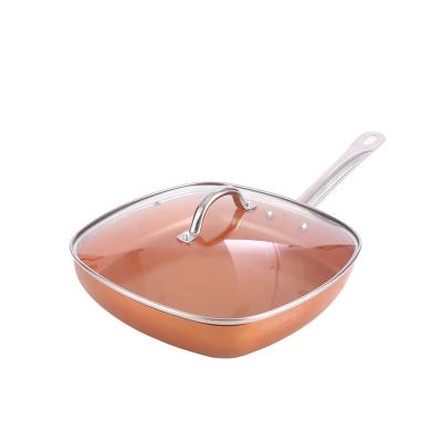 China Sustainable Hot Selling Square Non Stick Stove High Quality Copper Aluminum Pan for sale