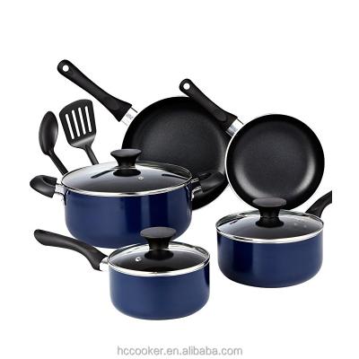 China Sustainable Ceramic Coating 7PCS Black Kitchen Aluminum Cookware Set for sale