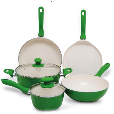 China Home Kitchen Sustainable Aluminum Ceramic Coating Cookware Set for sale