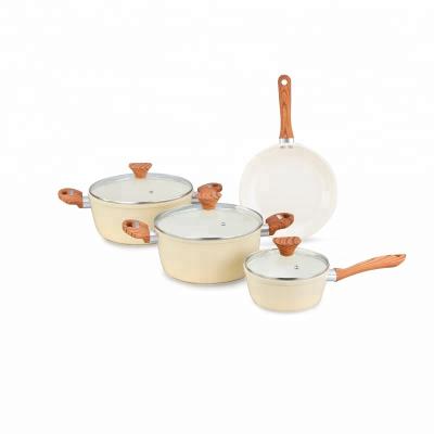 China Durable Aluminum Non-Stick Copper Pan Cookware Set Cooker Set Frying Pan and Casserole Ceramic Non-Stick Liner Sets for sale