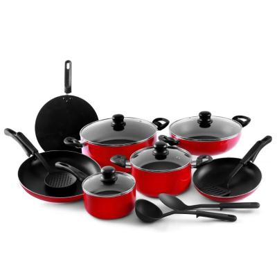 China Amazon Sustainable Hot Selling Cookware Set Aluminum Nonstick Cookware Sets With Bakelite Handle for sale