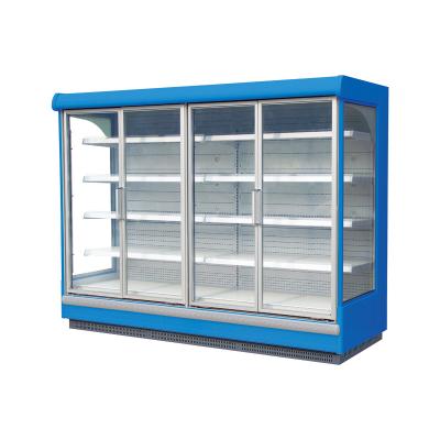 China Single-temperature Supermarket Display Fridge Door Transparent Glass Fridge Freezer Showcase for sale