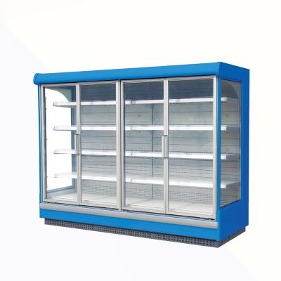 China Double-temperature Upright Supermarket 4 Glass Door Cooler Glass Door Refrigerator E7 AUCKLAND for sale