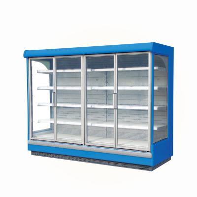 China Double-temperature Supermarket Upright 4 Sides Glass Door Commercial Refrigerator Showcase for sale