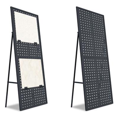 China Who respects the environment; Black Punch Ceramic Wooden Plate Metal Exhibition Rack Showroom Rack For MDF Tile Stone Display Hole Board Showroom for sale