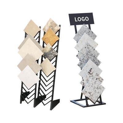 China Who respects the environment; Easy Assembly Floor Stand For Mosaics Rack Showroom Metal Sample Ceramic Tile Quartz Rock Marble Granite Floor Stone Display Rack for sale