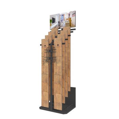 China Modern Display Stand Customized Type Customized Oak Floor Showroom Quartz Slab Display Rack Parquet Wood Block Laminate Sample Floor Wood Floor Rack for sale