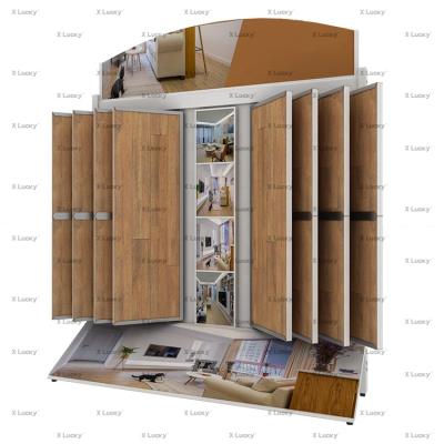 China New Arrival Factory Customized Modern Wood Flooring Laminate Parquet Flooring Display Rack Sample Display Rack Racks Showroom Slab Rack for sale