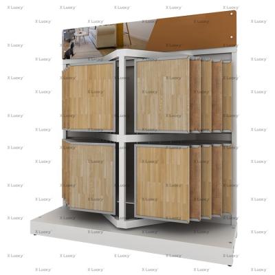 China Hot Selling Customized Modern Factory Turn Page Flooring Sample Rack Wood Flooring Rack Floors Showroom Laminate Parquet Display Racks Slab Rack for sale