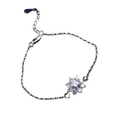 China Romantic fashion bracelet fine luxury moissanite platinum-plated 925 sterling silver sun flower designer jewelry bracelets for sale