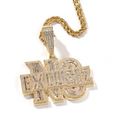 China Hiphop Hip Hop Jewelry OEM Bling Brass Plated Letter Real Charm Big Luxury Alphabet Pendant Necklace For Men Wholesale for sale