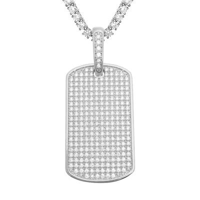 China Vintage Hiphop Necklace Moissanite 925 Sterling Silver Luxury Diamond Iced Out Rectangle Pendant Chain Pendant For Necklace Making for sale