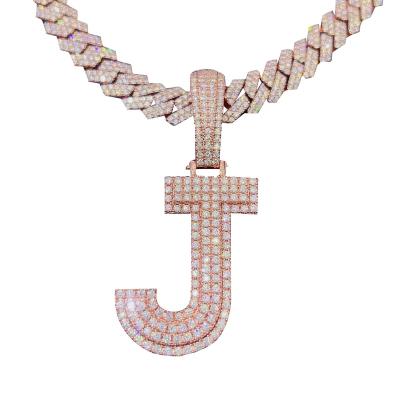 China Diamond Tester Baguette Moissanite Hip Hop Pendant Jewelry Luxury Durable Necklace Passage Iced Out Letter Name Moissanite Chain Pendant for sale