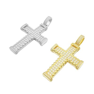 China Vintage Hip Hop Fine Jewelry Iced Out 925 Cross Silver Diamond Pendant Tester Cross Moissanite Necklace Luxury Chain Pendant for sale