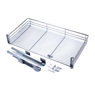 China Sustainable 4 Sides Kitchen Wire Drawer Basket With Soft Closing Slide for sale