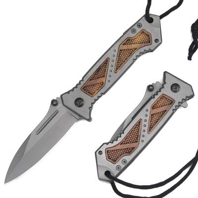 China Non-Variable Survival Titanium Plating Folding Hunting Fixed Blade Knife Selling Premium Cost Effective Wooden Handle Quickly for sale