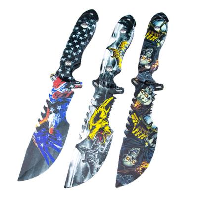 China Hot Selling Non-variable Rambo Handle Bowie Knife Stainless Steel 3DPrinting Straight Blade Color Trial Wooden Hunting Knife With Sheath for sale