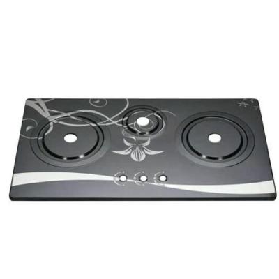 China Hotel Factory Built In Steel 3 Burner Color Panel Gas Stove Gas Hob Parts for sale