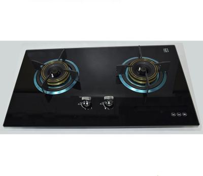 China Household SG27516 2 burner temper glass gas hob straight fire brass burner with cheap price made in china for sale