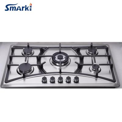 China Hotel 86cm Large Stainless Steel 5 Burner Gas Stove Gas Stove Manufacture in China for sale