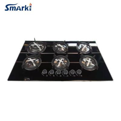 China SG68601 gas hob 6 temper gas stove 6 burner ceramic / glass gas cooktop built-in burners for sale